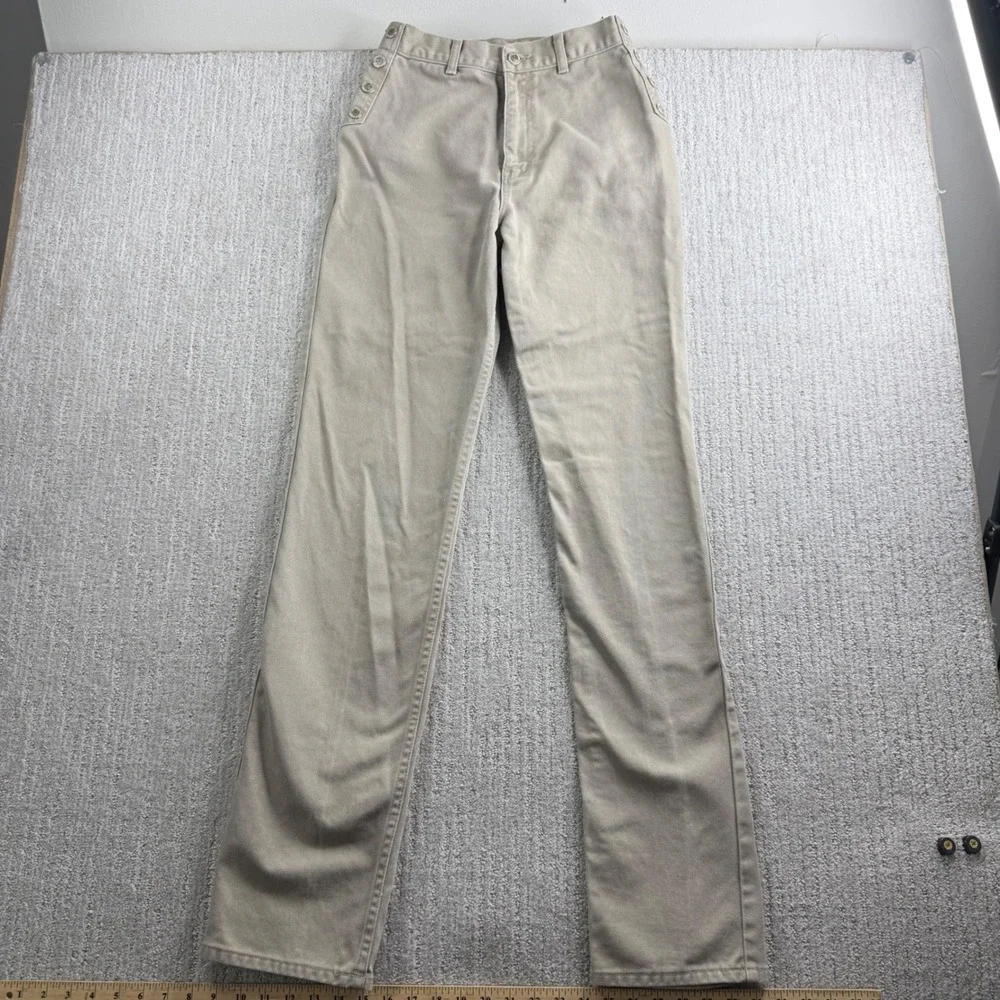 Lawman Western High Rise Button Side Khaki Denim Pants Size 9 Tan Vintage Cotton